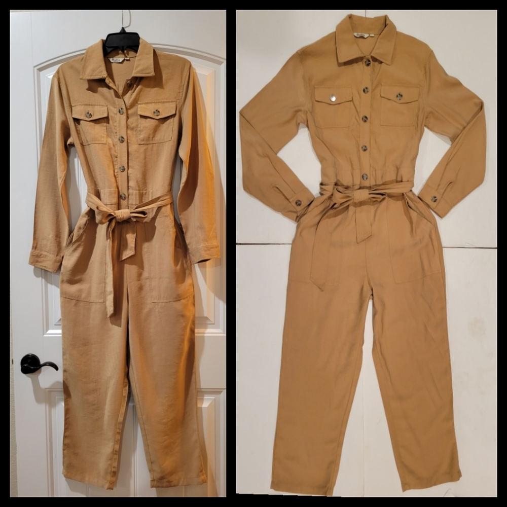 Khaki crop jumpsuit